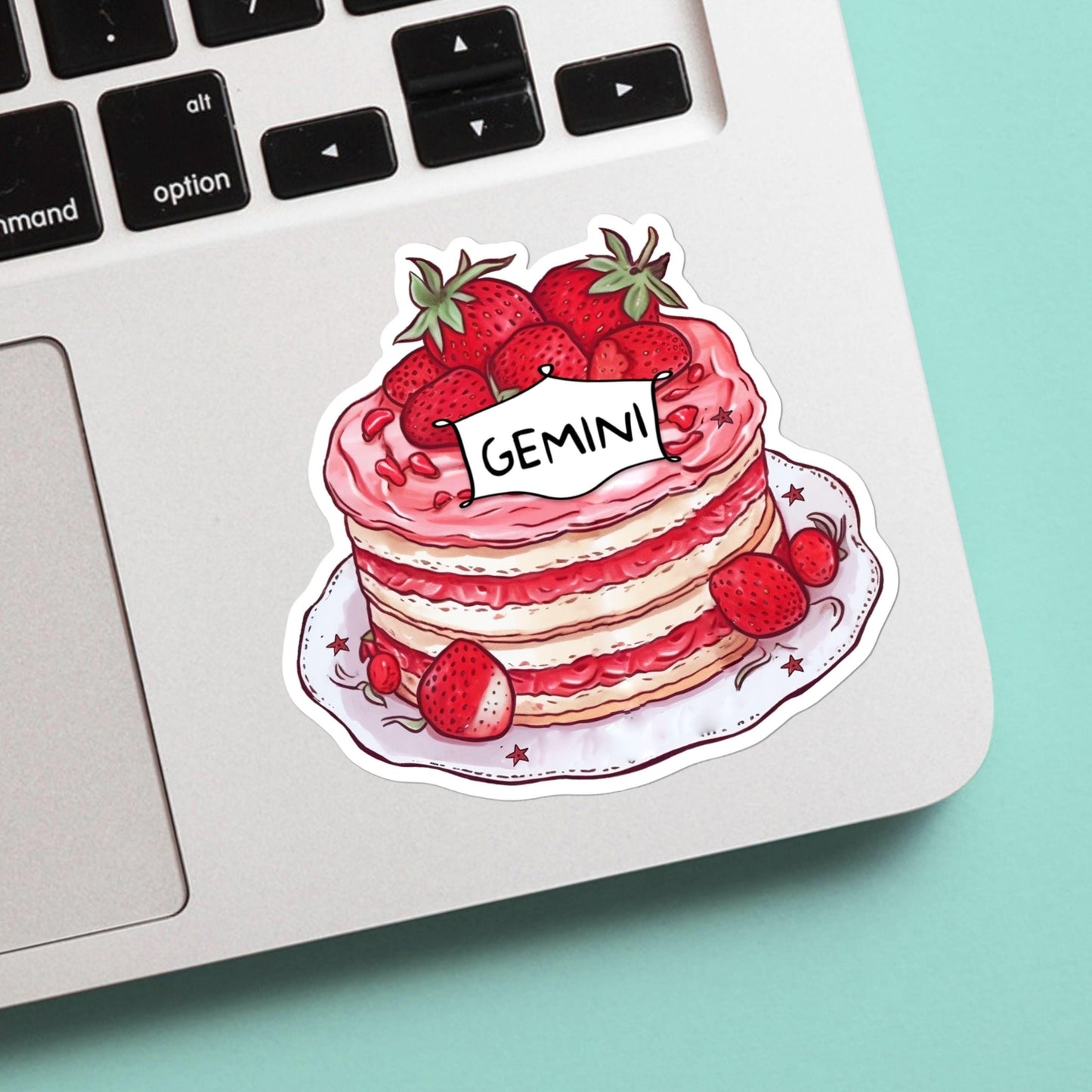 Cassady’s Cake, Gemini, Astrological Birthday Cake Sticker - Funny, Cute, Stickers, for Notebook, Laptop, Water Bottle, Gift for him and her