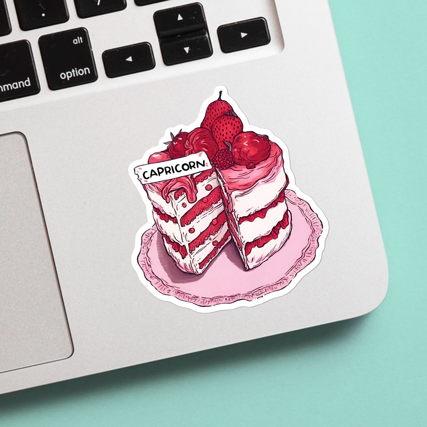 Capricorn Zodiac Astrological Birthday Cake Sticker - Funny, Cute, Stickers, for Notebook, Laptop, Water Bottle, Helmet Gift for him and her