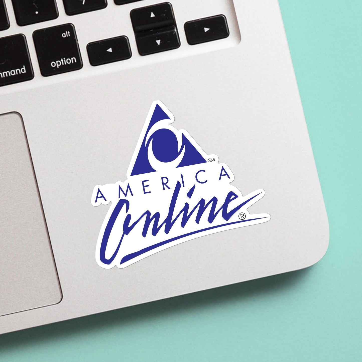 America online logo sticker- nostalgic, 90’s kid, 80’s kid, water bottle, laptop, vinyl, weatherproof, meme sticker, nostalgia