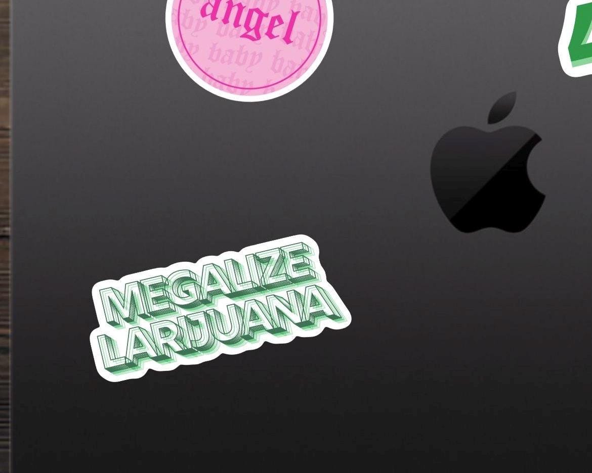 Megalize Larijuana Sticker - Marijuana, Weed, Pothead, Funny Sticker, Gift for Him and Her, Cute, Minimalist, 420 Friendly, Funny, Cute