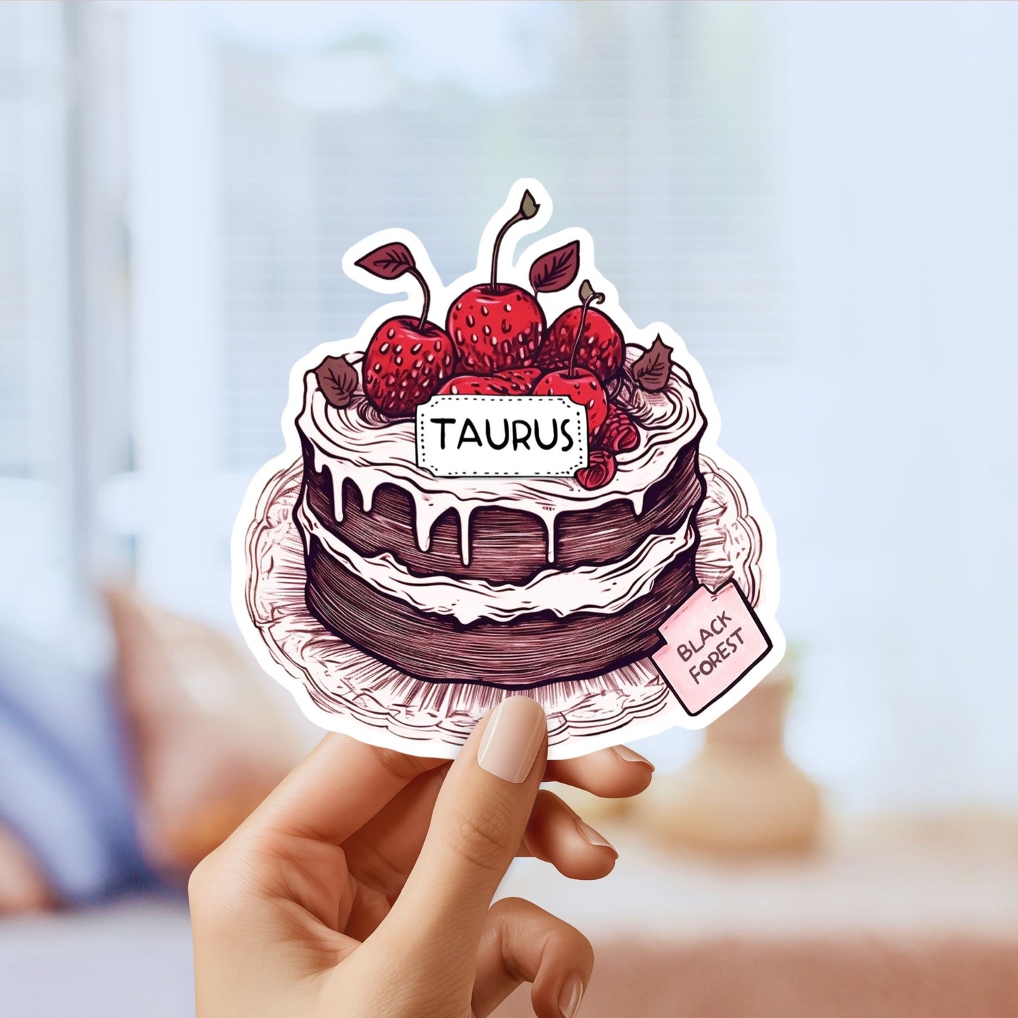 Taurus Zodiac Astrological Birthday Cake Sticker - Funny, Cute, Stickers, Notebook, Laptop, Water Bottle, Helmet Gift for him and her