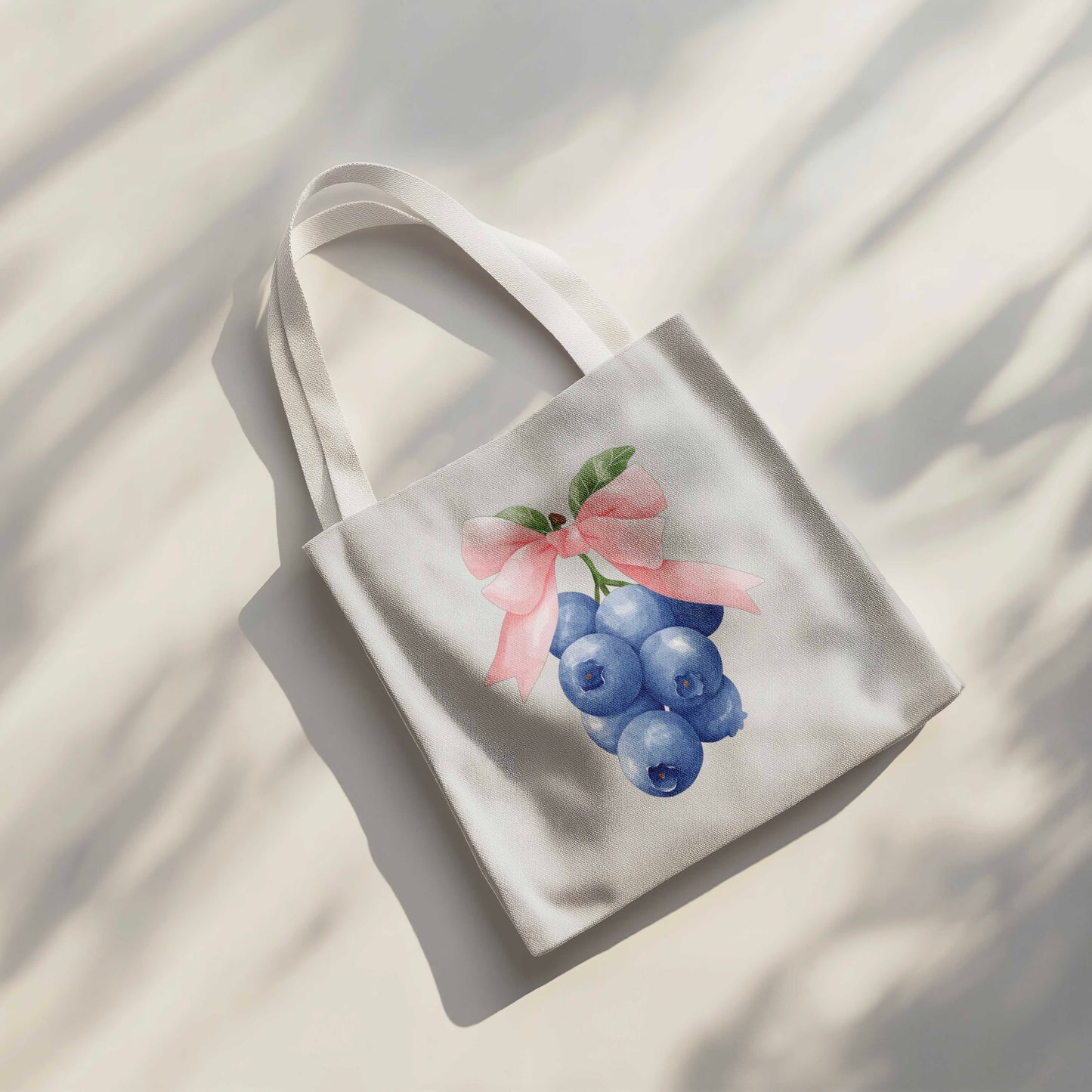 Blueberry Coquette Bow - Tote Bag - 15” x 16” (38cm x 40cm) High Quality Canvas Tote Bags