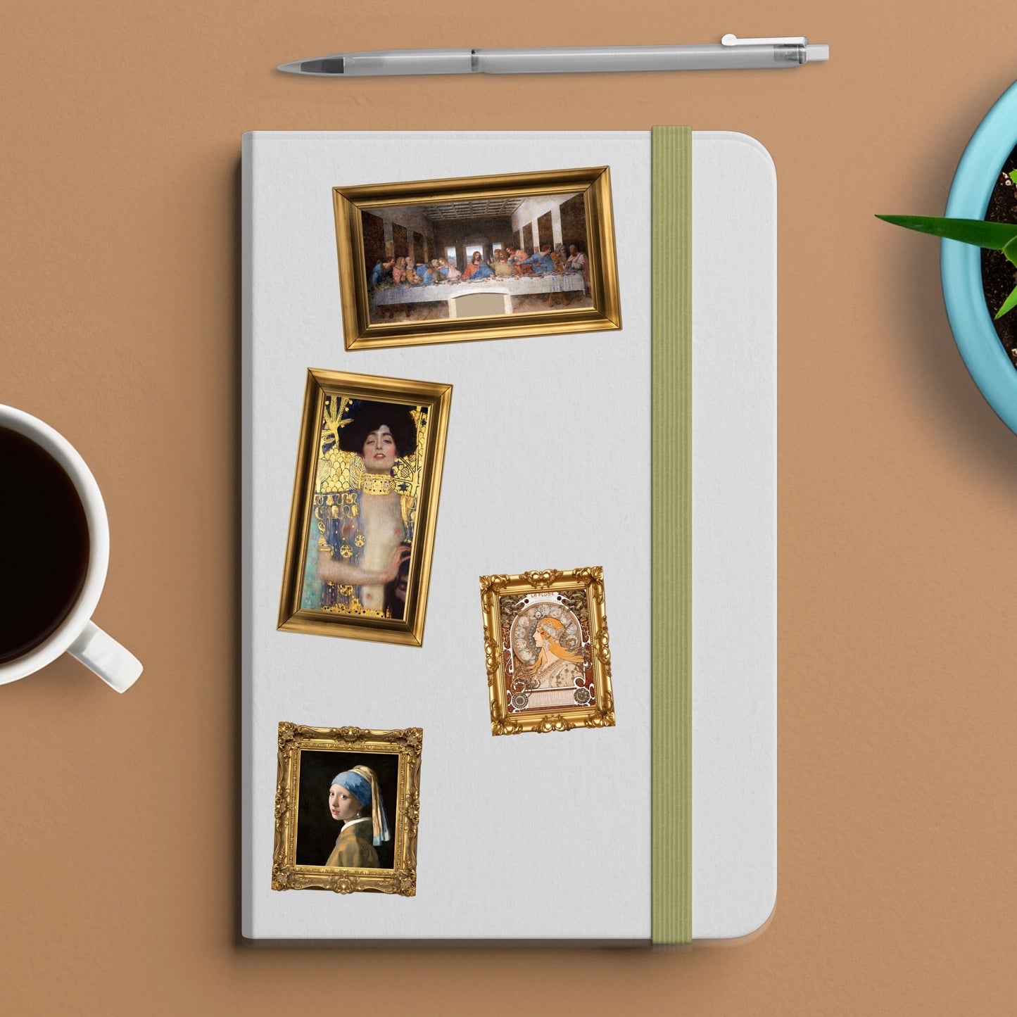 The last supper leonardo da vinci in frame sticker - for art lovers, water bottle, cellphone, case, laptop, weatherproof, leonardo da vinci