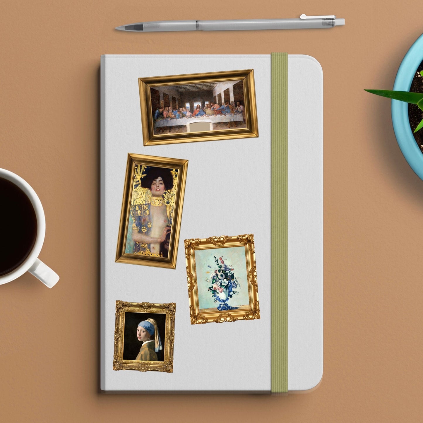 Bouquet of sunflowers (1881) by claude monet in frame sticker - for art lovers, water bottle, cellphone, case, laptop, weatherproof, vinyl