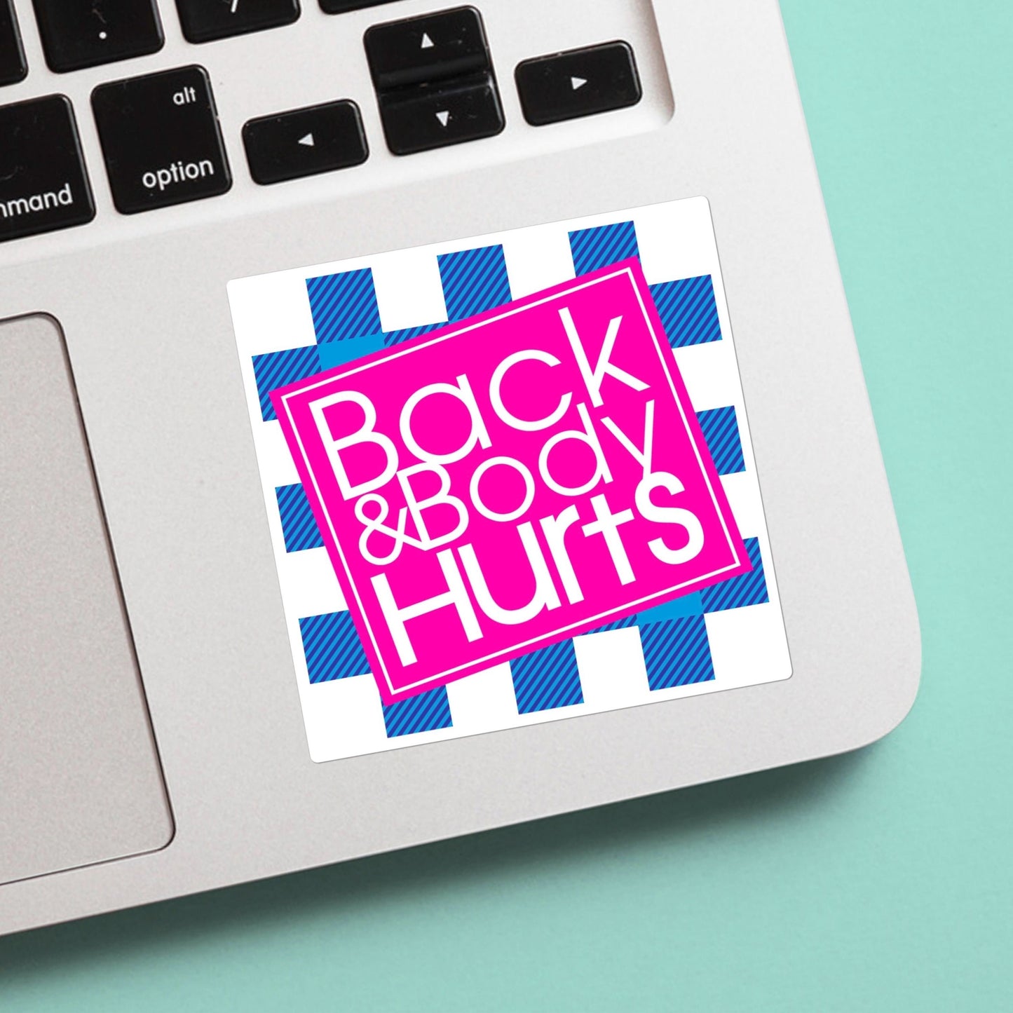 Back and body hurts sticker - bed bath beyond, water bottle, laptop, vinyl, weatherproof, meme sticker, nostalgia, funny, unique gift.
