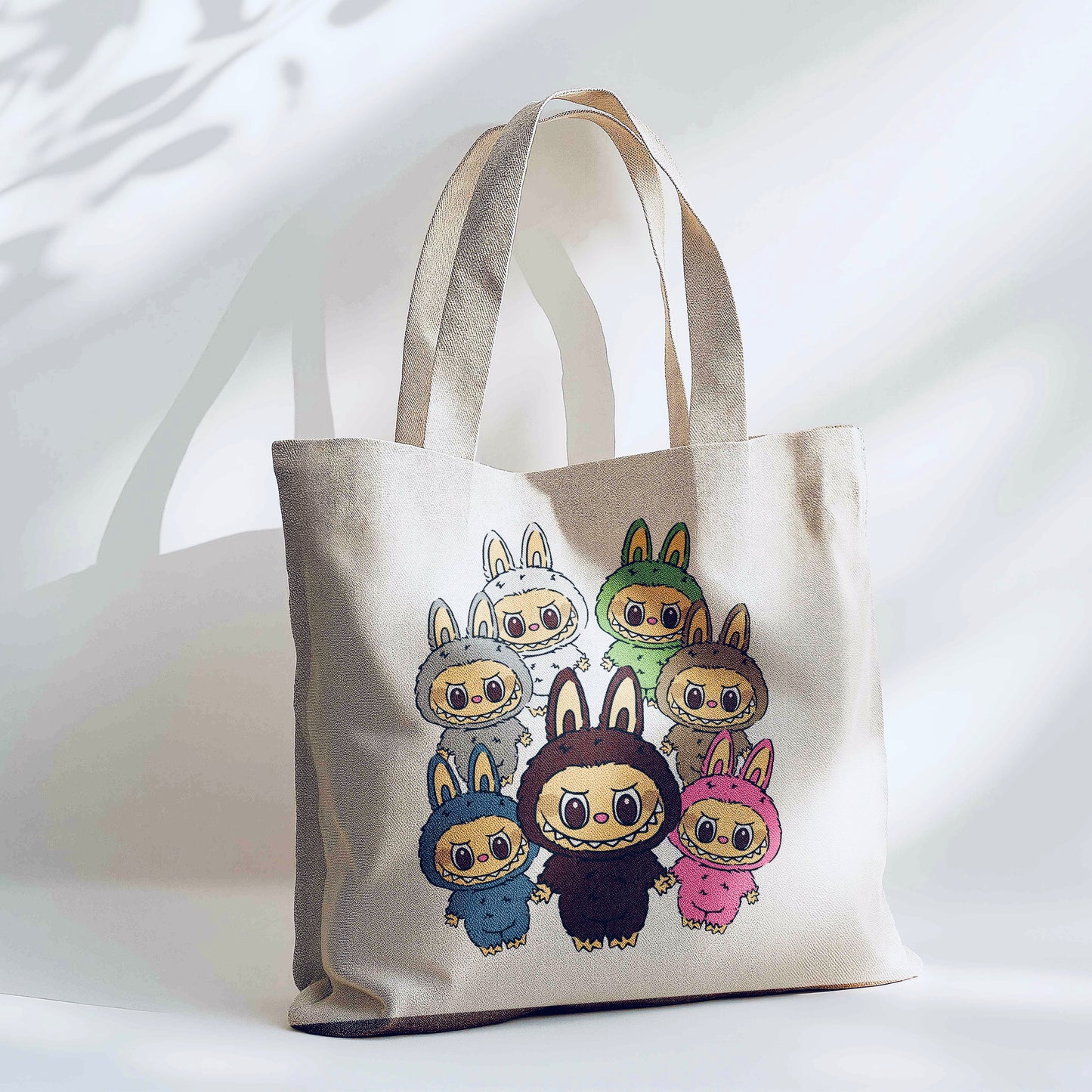 Labubu The Monsters Macaron Tote Bag - 15” x 16” (38cm x 40cm) High Quality Canvas Tote Bags