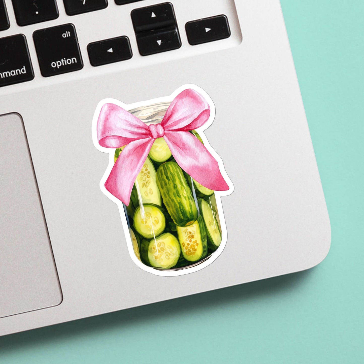 Coquette Bow Pickle Jar Hand Drawn Sticker, Cute, Decal, Great Gift for him and her, Vinyl Sticker, Funny, Adorable