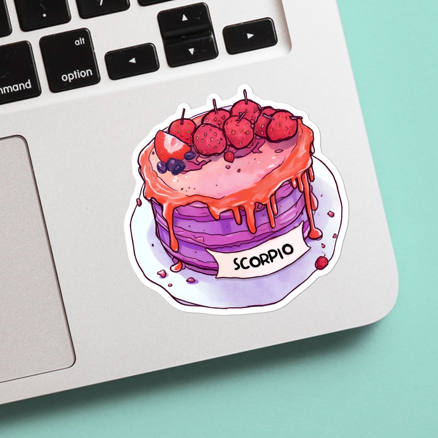 Scorpio Zodiac Astrological Birthday Cake Sticker - Funny, Cute, Stickers, for Notebook, Laptop, Water Bottle, Helmet Gift for him and her
