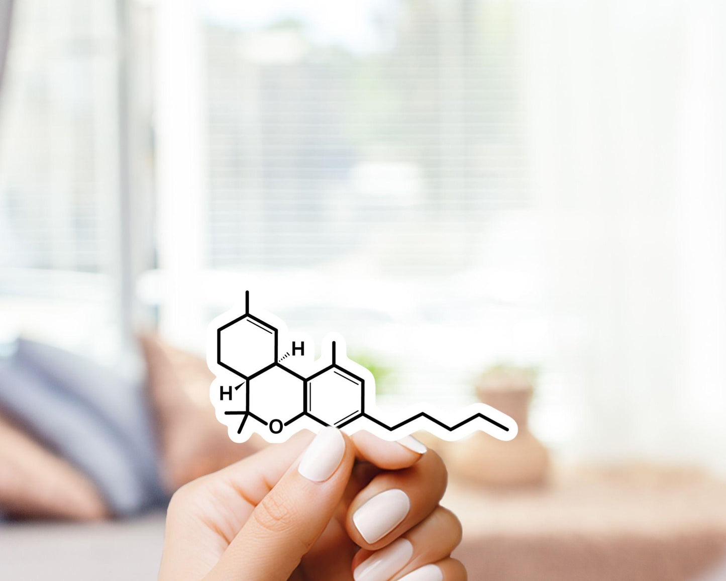 THC Molecule Sticker - Marijuana, Weed, Pothead, Funny Sticker, Gift for Him and Her, Cute, Minimalist