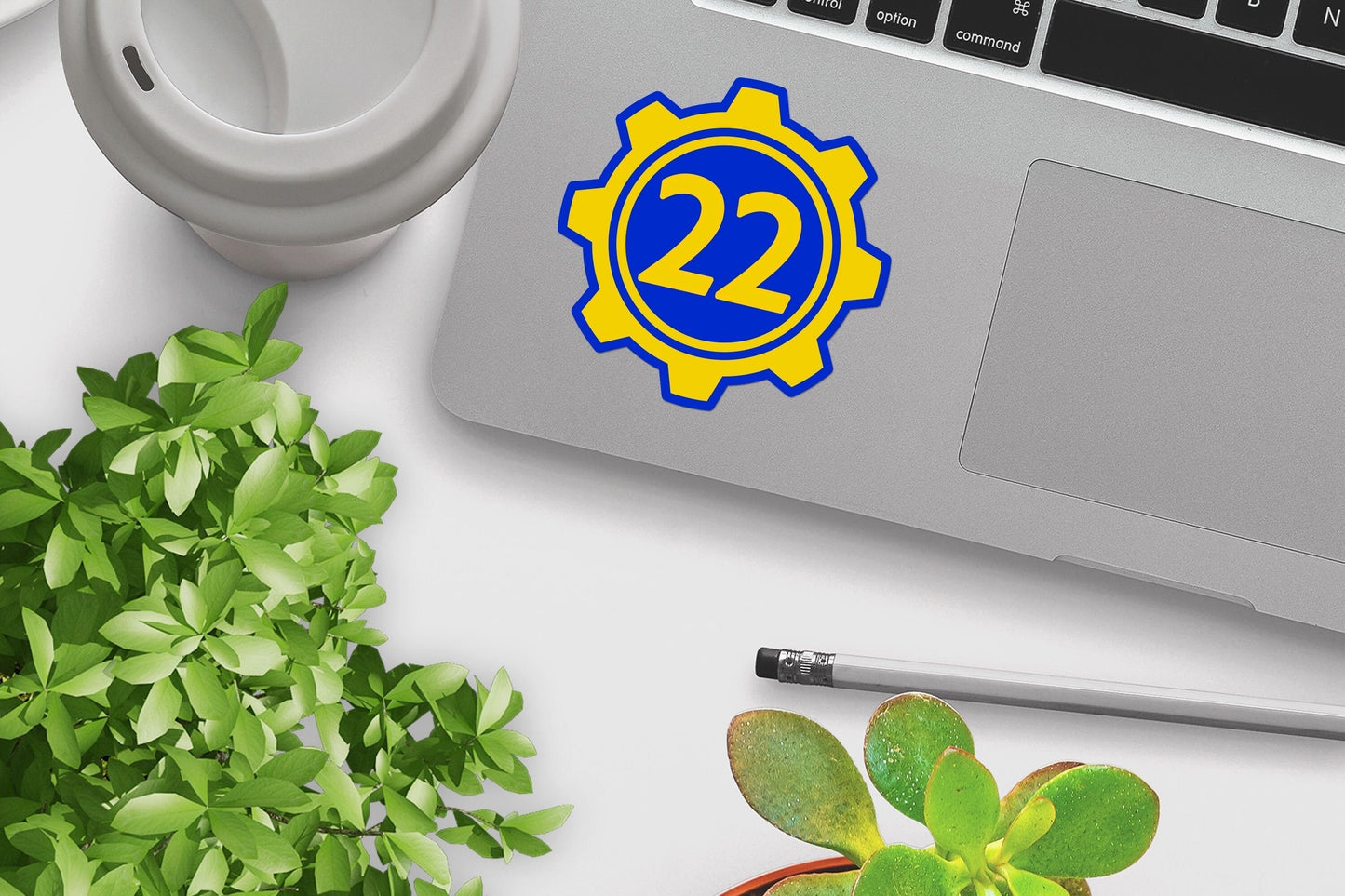 Vault-Tec Vault 22 Logo - Vault-Tec Industries, Vault-Dweller, Gamer Nerd, Gifts for him and her, for Water Bottle, Laptop, Cellphone Case