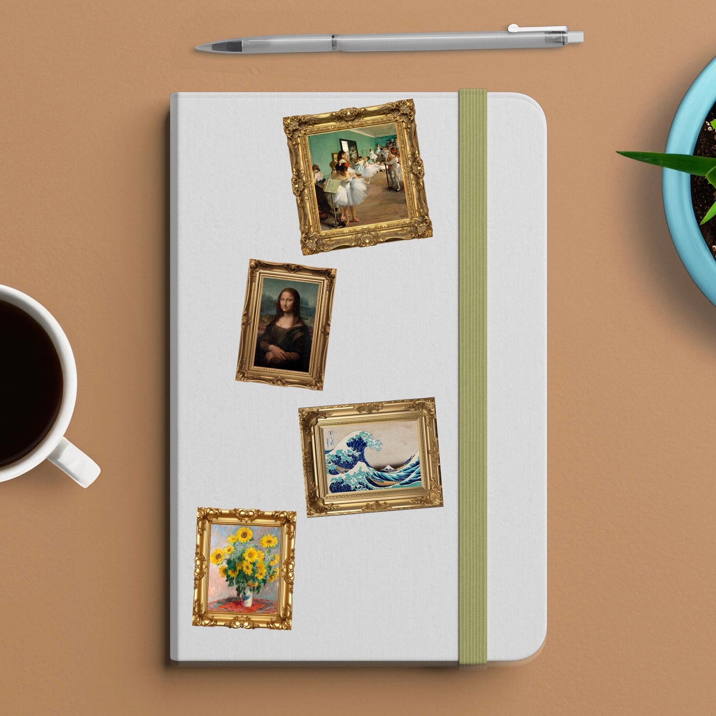 Bouquet of sunflowers (1881) by claude monet in frame sticker - for art lovers, water bottle, cellphone, case, laptop, weatherproof, vinyl