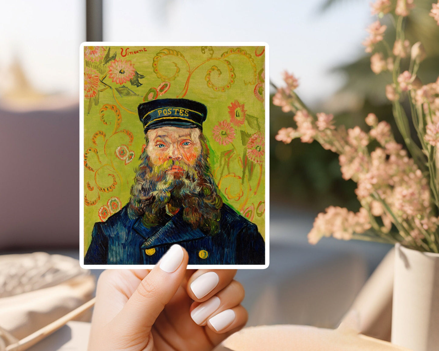 Vincent van gogh's the postman sticker | for water bottle, hardhat, skateboard, laptop, phone case, weatherproof, vinyl
