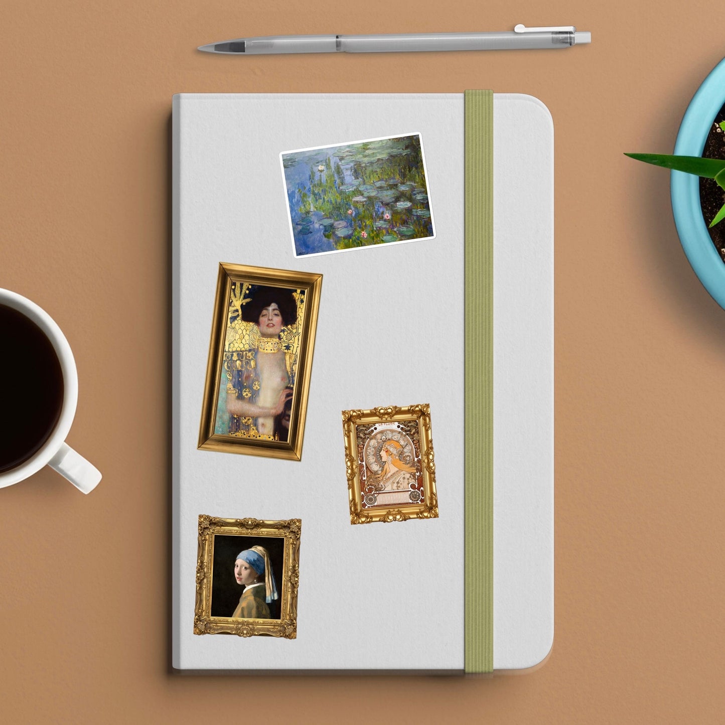 Judith and the head of holofernes by gustav klimt in frame sticker - for art lovers, water bottle, cellphone, case, laptop, weatherproof