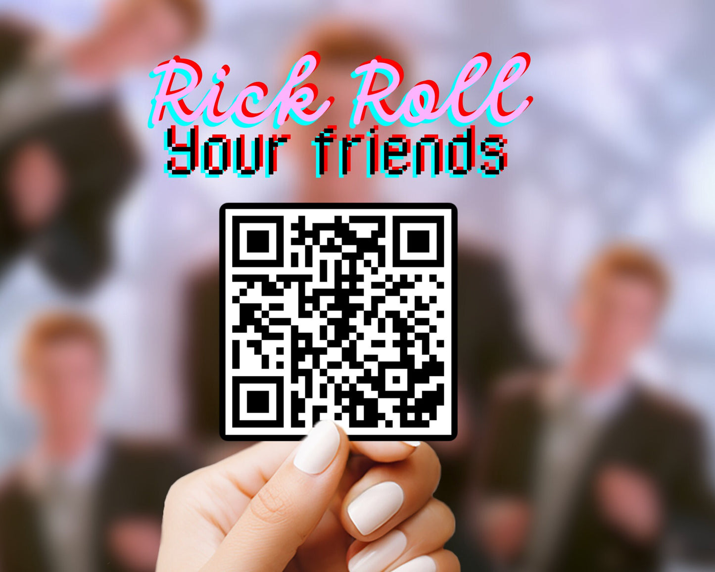 Rick Roll QR Code 2 inch Sticker 2”x2” Rick Roll Your Friends and Family Funny Sticker - Rick Astley, Meme, Funny Sticker, Dark Humor, Vinyl