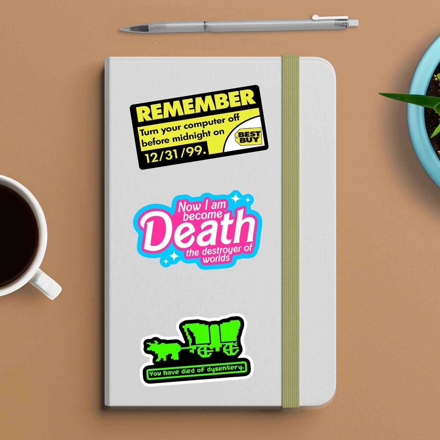 Y2k turn your computer off sticker 1999- nostalgic, 90’s kid, 80’s kid, water bottle, laptop, vinyl, weatherproof, meme sticker, nostalgia