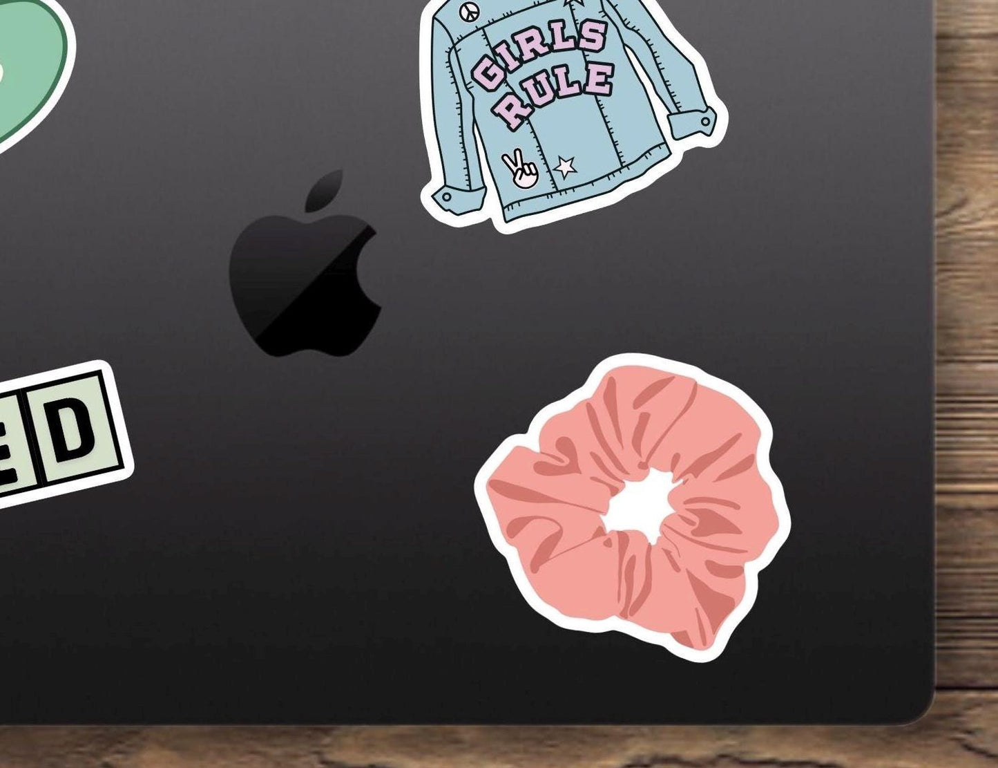 Cute Scrunchie Hair Tie Sticker - 80’s, 90’s Nostalgia, funny, sticker, vinyl decal, scrunchy, pink, gift for him and her