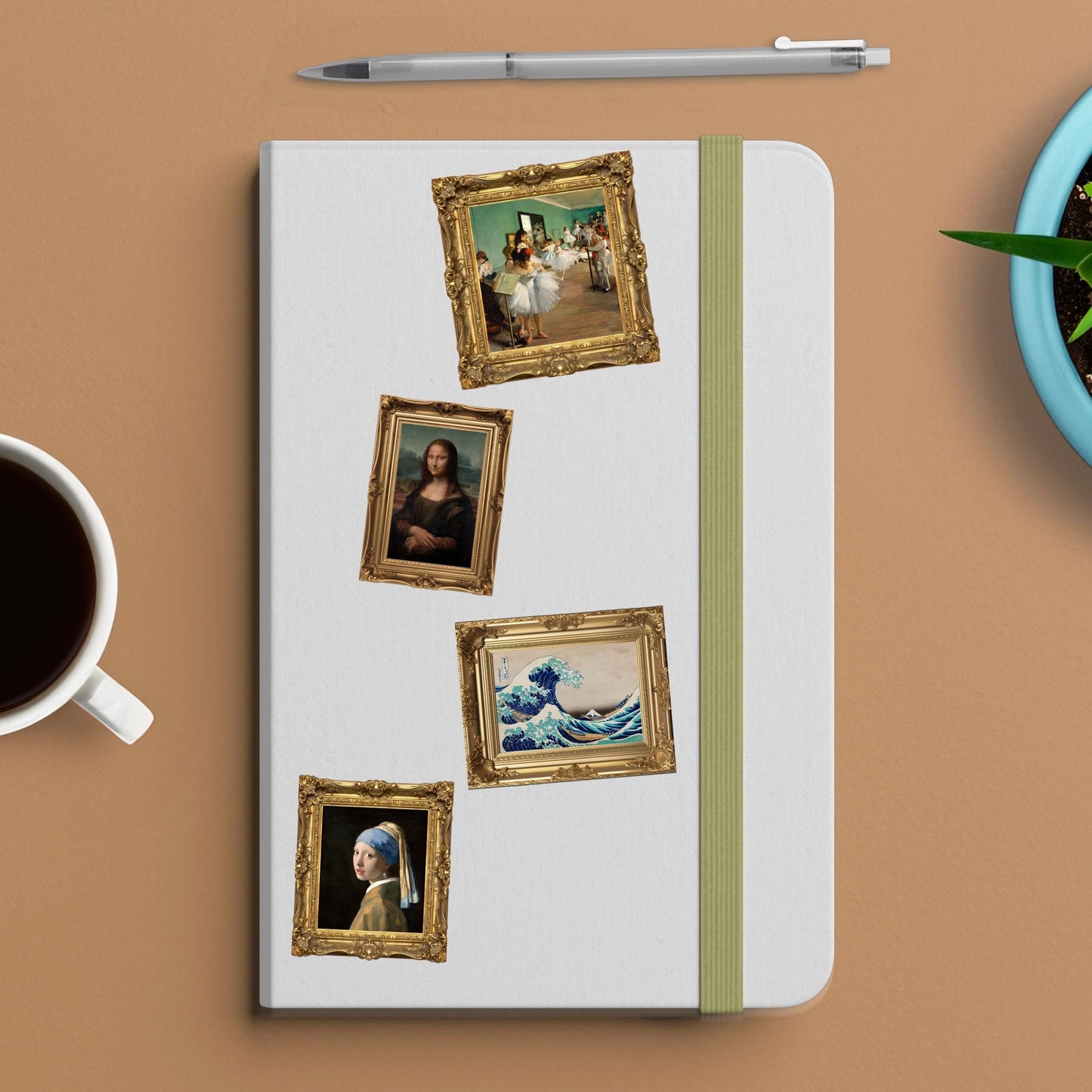 Girl with pearl earing johannes vermeer in frame sticker - for art lovers, water bottle, cellphone, case, laptop, weatherproof, vermeer