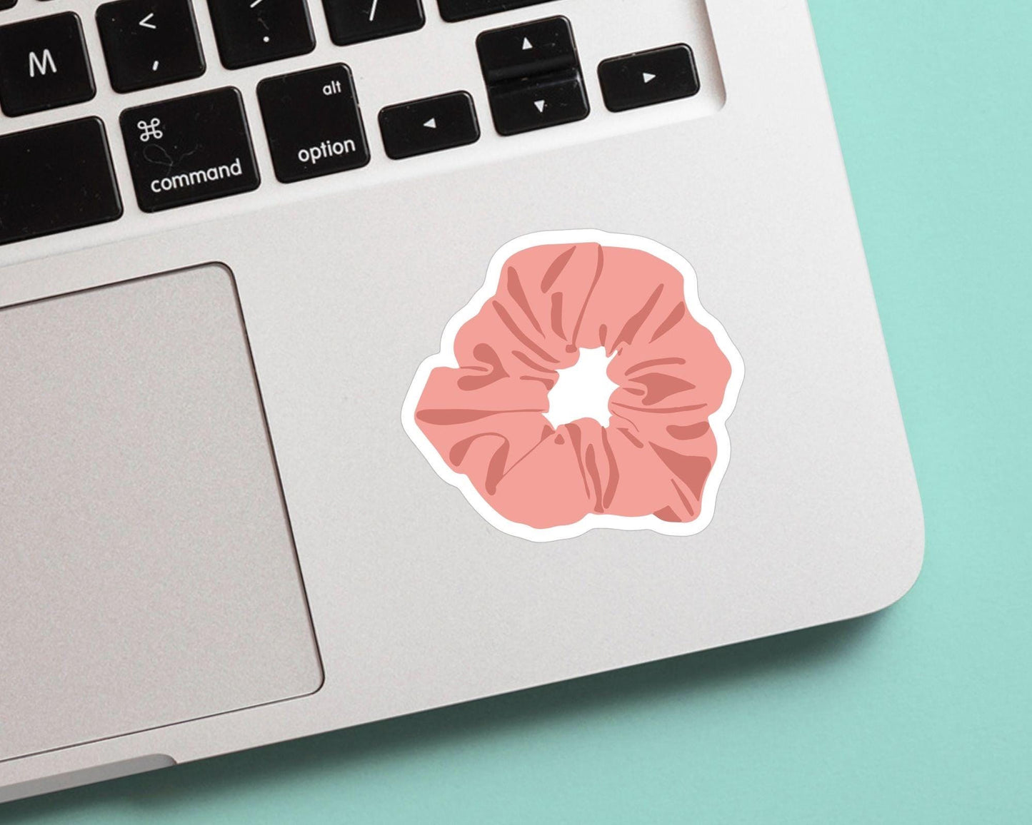 Cute Scrunchie Hair Tie Sticker - 80’s, 90’s Nostalgia, funny, sticker, vinyl decal, scrunchy, pink, gift for him and her