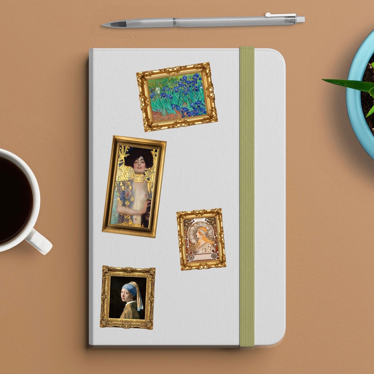 Irises by vincent van gogh in frame sticker - for art lovers, water bottle, cellphone, case, laptop, weatherproof, artwork, art prints