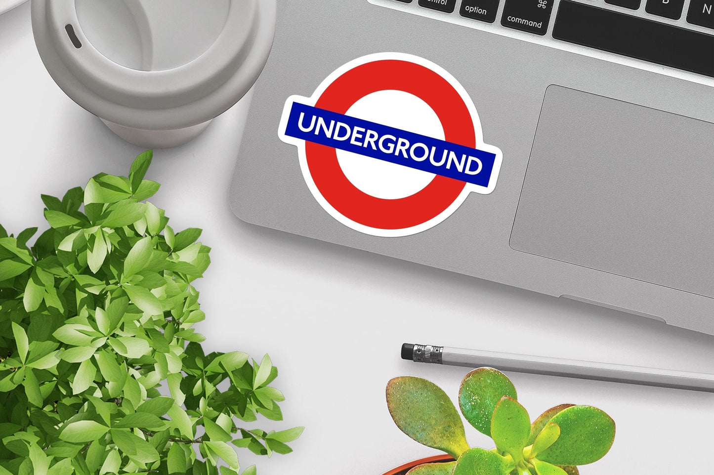 London Underground Sign Sticker - Famous Signs, Vinyl Sticker, For Laptop, Water Bottle, Gift for him and her