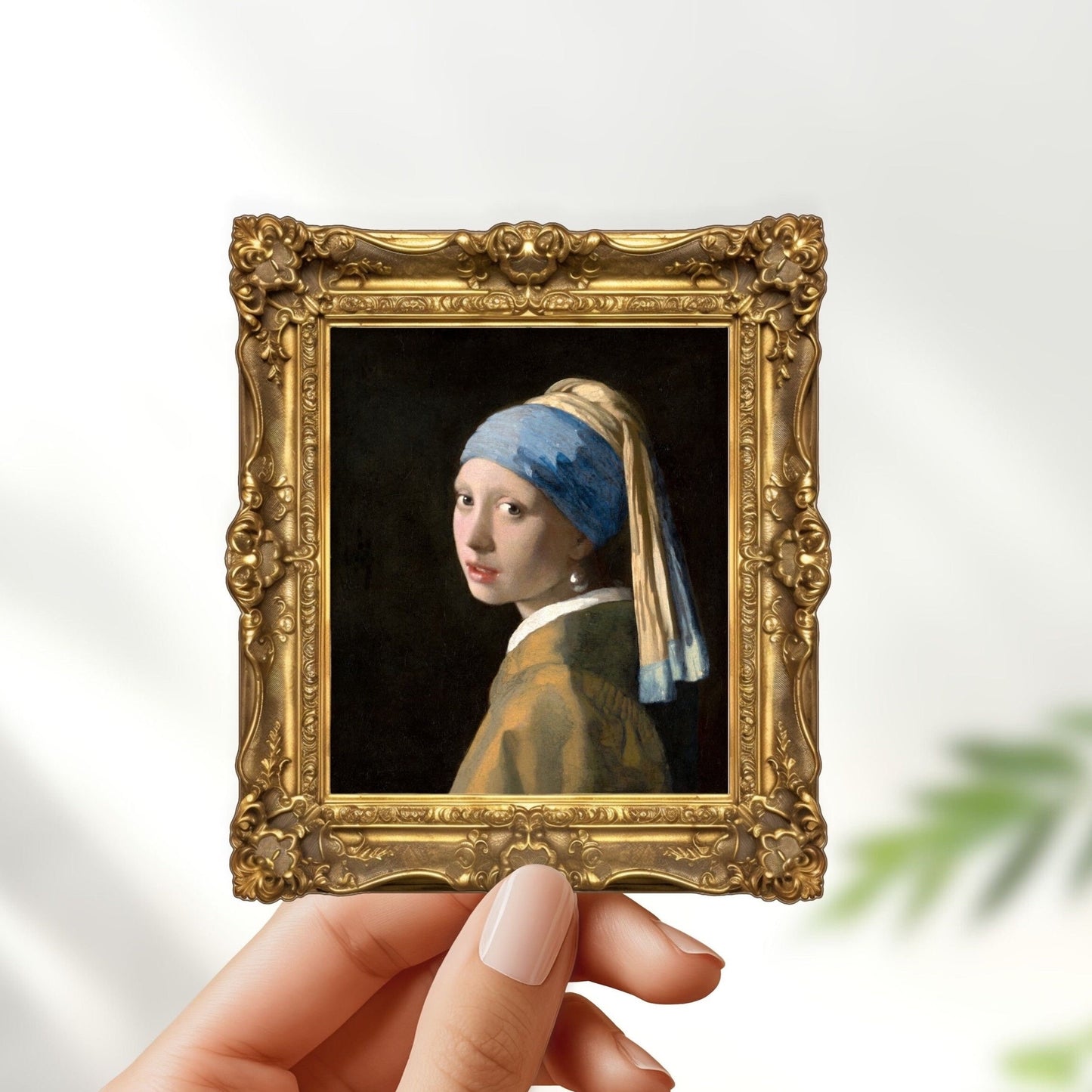 Girl with pearl earing johannes vermeer in frame sticker - for art lovers, water bottle, cellphone, case, laptop, weatherproof, vermeer