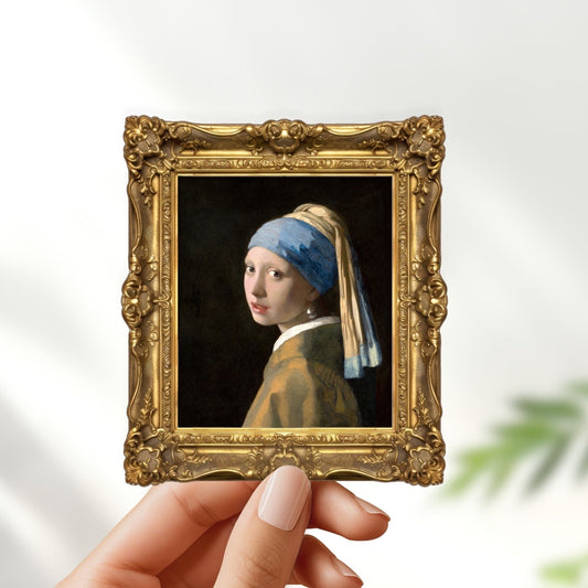 Girl with pearl earing johannes vermeer in frame sticker - for art lovers, water bottle, cellphone, case, laptop, weatherproof, vermeer
