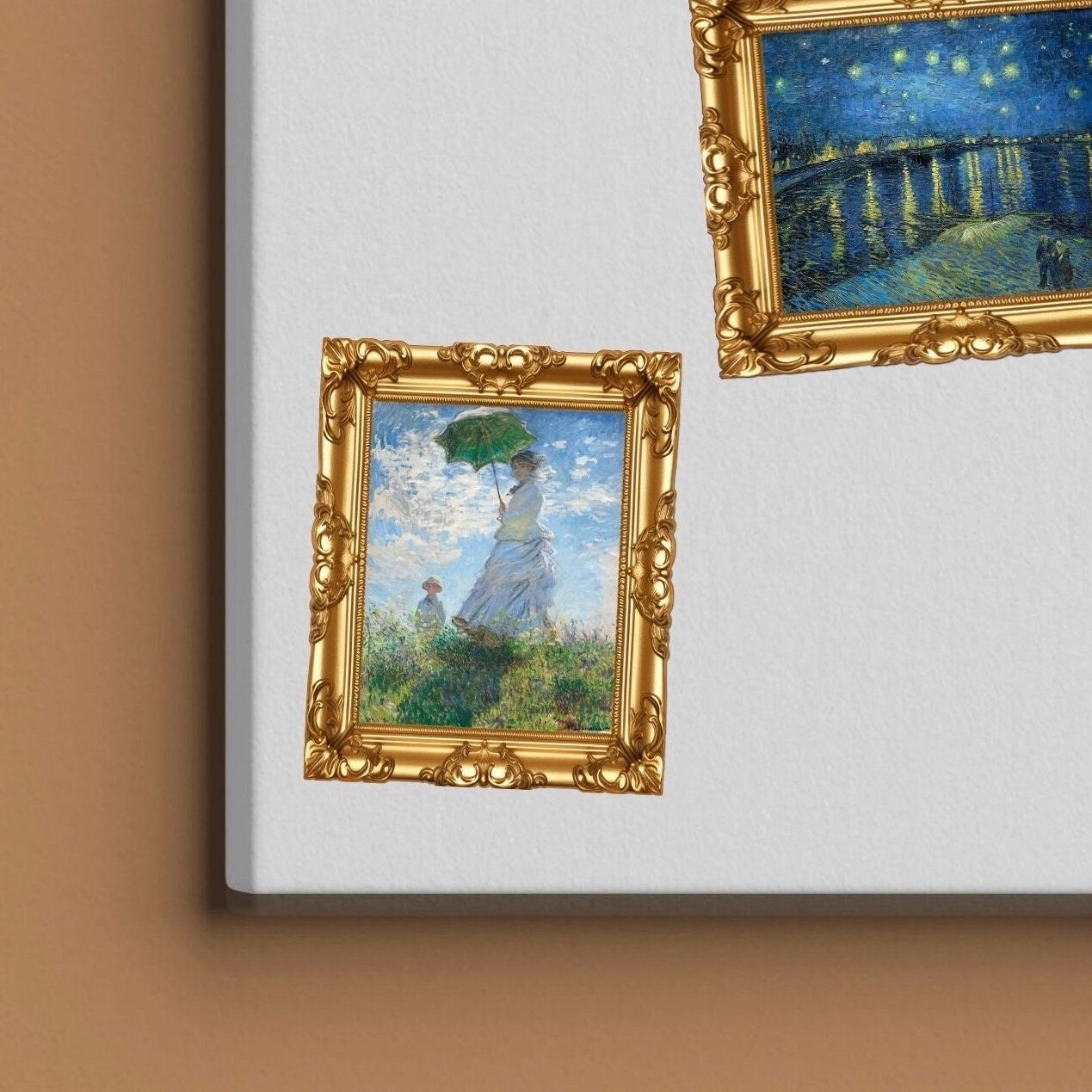 Woman with a parasol – madame monet and her son - claude monet in frame sticker - for art lovers, water bottle, cellphone, case, laptop