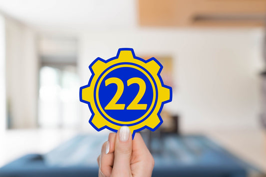 Vault-Tec Vault 22 Logo - Vault-Tec Industries, Vault-Dweller, Gamer Nerd, Gifts for him and her, for Water Bottle, Laptop, Cellphone Case