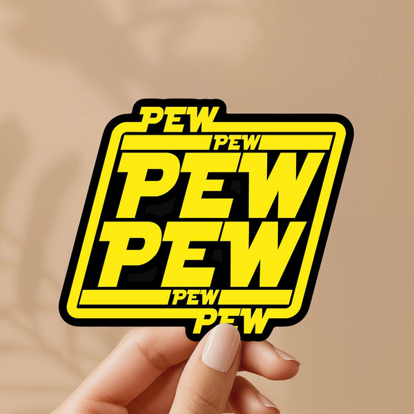 Pew Pew Pew Sci-Fi Movie Inspired Funny Sticker - Inspired by your favorite Sci-Fi Movie, Great for Notebook, Water Bottle, Gift