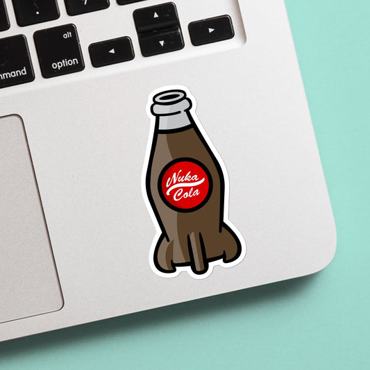 Nuka Cola Bottle Sticker - For Gamers, Gifts for him and her, for Laptop, Water Bottle, Skateboard, CellPhone, Vault Dwellers, Wasteland