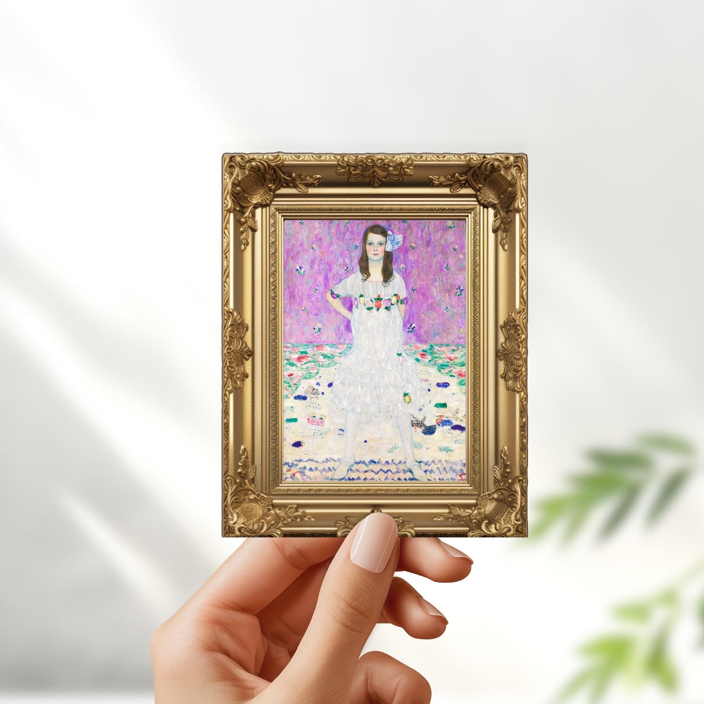 Mäda primavesi by gustav klimt  in frame sticker - for art lovers, water bottle, cellphone, case, laptop, weatherproof, sticker, art print