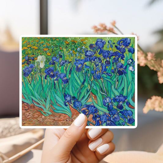 Vincent van gogh's irese’s sticker | for water bottle, hardhat, skateboard, laptop, phone case, weatherproof, vinyl stick