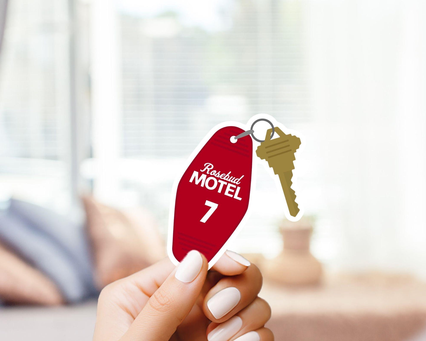 Rosebud Motel Key Sticker - Funny, Schitts Creek Sticker, Vinyl Decal, Fot Water Bottle, Laptop Etc, Moira, Alexis, David, Rosebud Motel