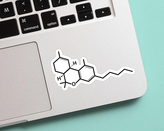 THC Molecule Sticker - Marijuana, Weed, Pothead, Funny Sticker, Gift for Him and Her, Cute, Minimalist