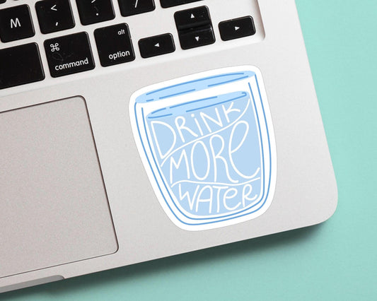 Drink More Water Sticker - Cute, Colorful, Fun Floral Stickers, Great for Water Bottles, Gifts for Him and Her, Great for journaling