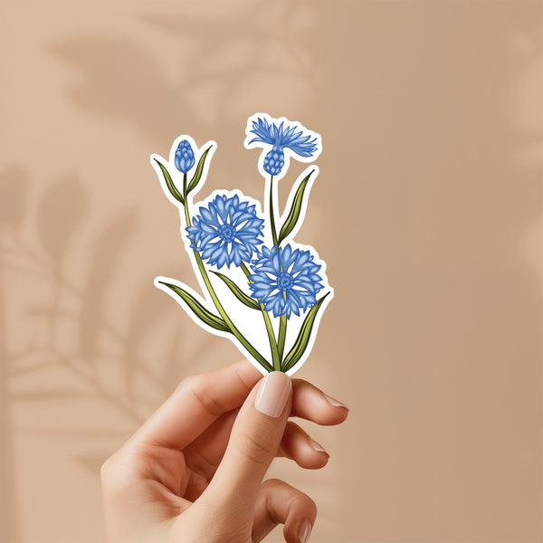 Corn Flower Hand Drawn and Handmade Sticker - Cute, Colorful, Fun Floral Stickers, Great for Water Bottles, Gifts for Him and Her