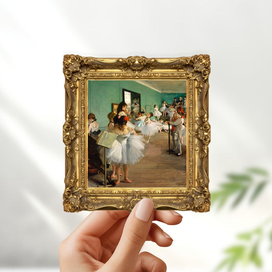 The dance class by edgar degas in frame sticker - for art lovers, water bottle, cellphone, case, laptop, weatherproof, sticker, art print