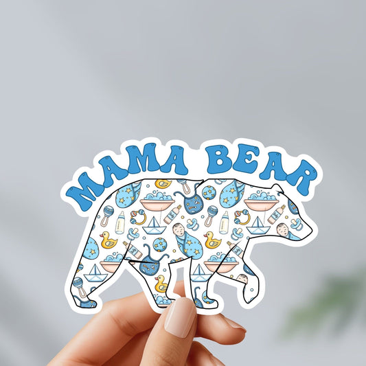 Mama bear boy mom  sticker - funny, mental health decal for laptop, water bottle, hydroflask, gift for him and her, mom, mama bear