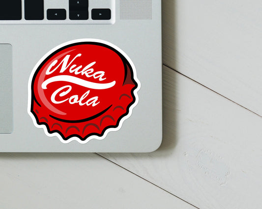 Nuka Cola Bottle Cap Sticker - For Gamers, Gifts for him and her, for Laptop, Water Bottle, Skateboard, CellPhone, Vault Dwellers, Wasteland