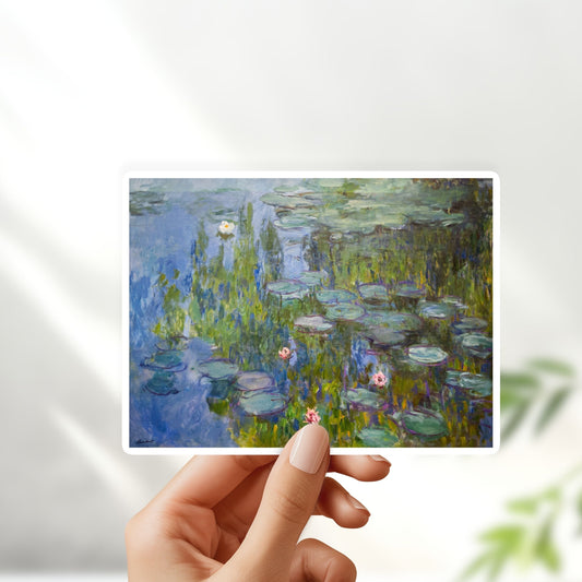 Water lilies by claude monet sticker | for water bottle, hardhat, skateboard, laptop, phone case, weatherproof, vinyl sticker