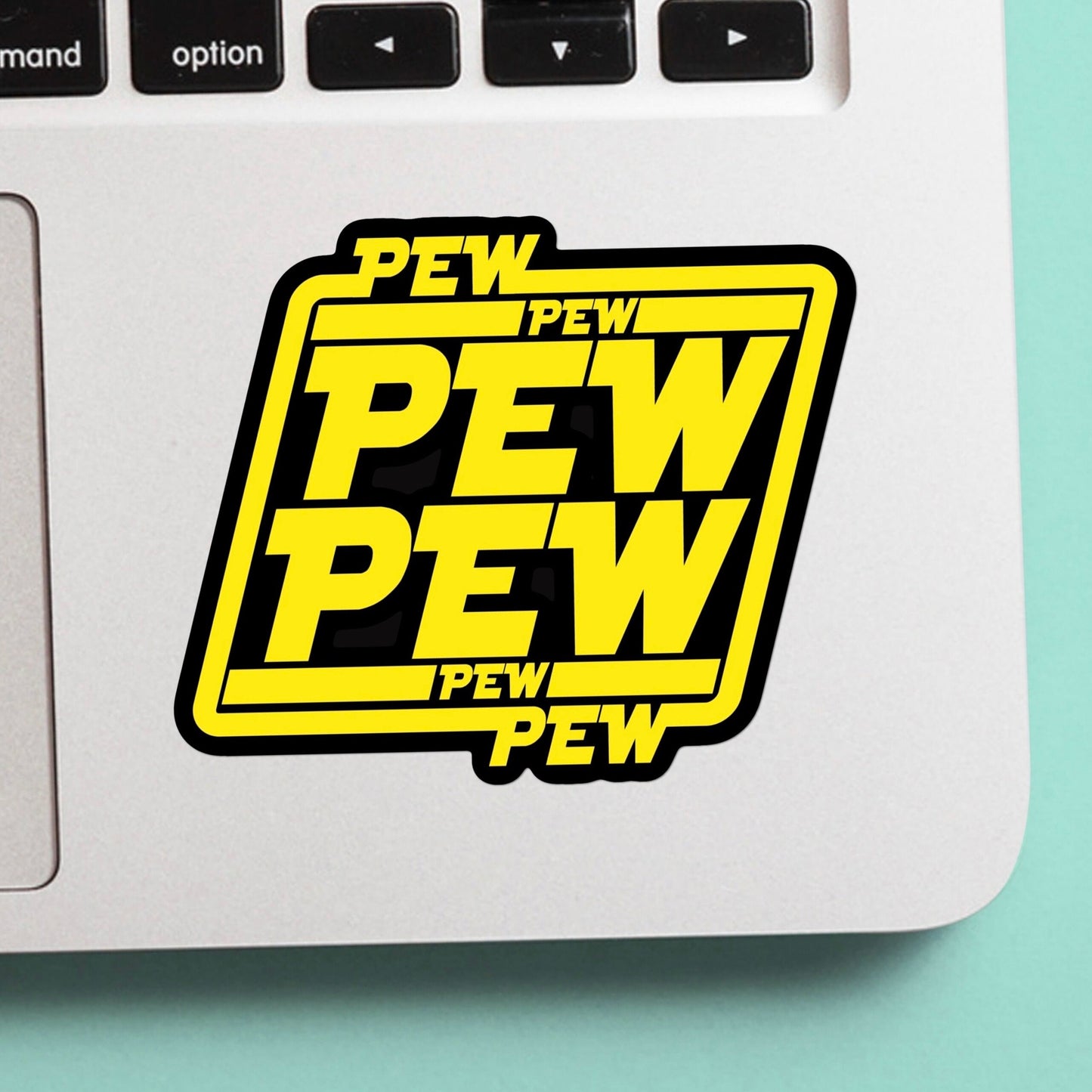 Pew Pew Pew Sci-Fi Movie Inspired Funny Sticker - Inspired by your favorite Sci-Fi Movie, Great for Notebook, Water Bottle, Gift