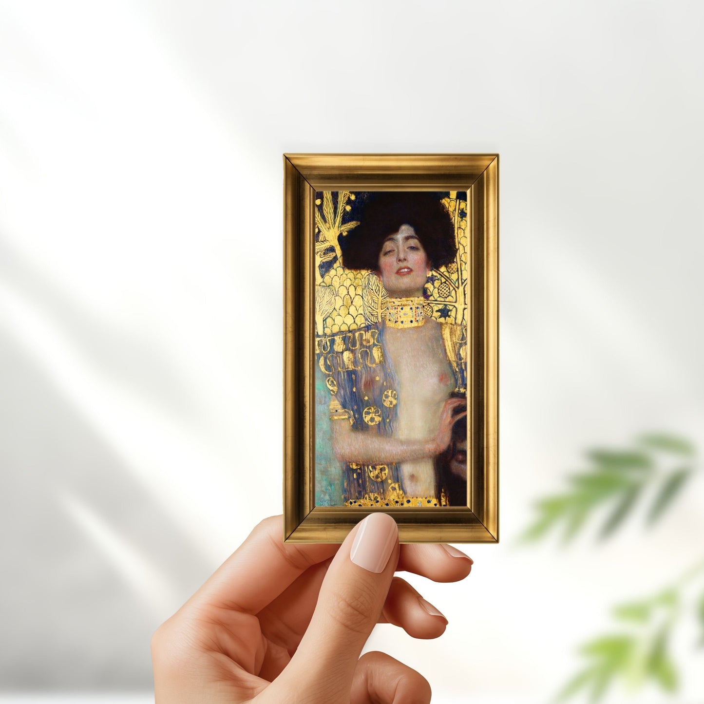 Judith and the head of holofernes by gustav klimt in frame sticker - for art lovers, water bottle, cellphone, case, laptop, weatherproof