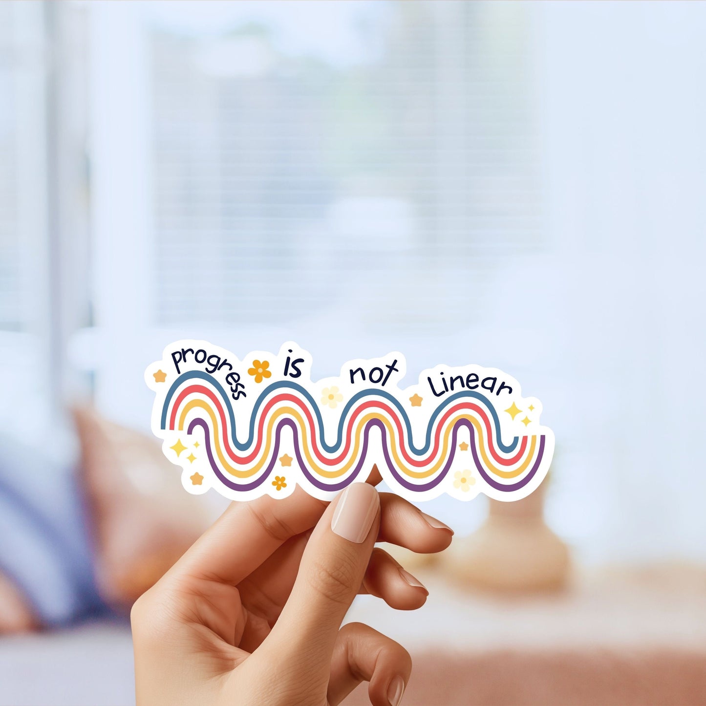 Progress Is Not Linear Sticker, funny stickers, vinyl stickers, laptop sticker, weatherproof, gift ideas, mental heath awareness