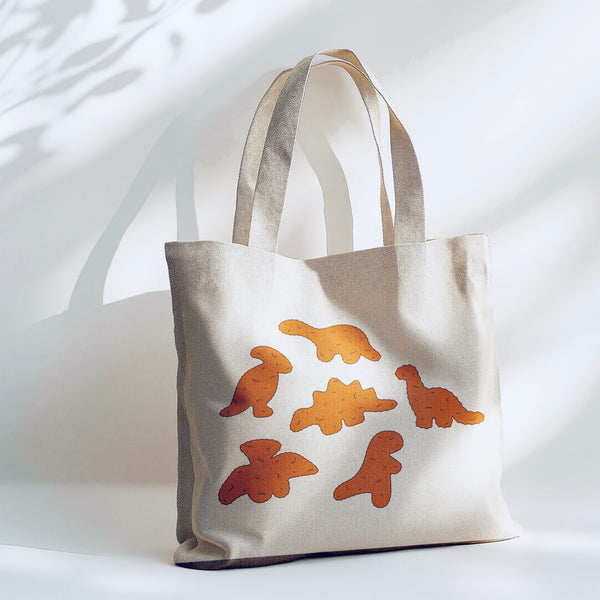 Dino Nuggets Tote Bag - 15” x 16” (38cm x 40cm) High Quality Canvas Tote Bags