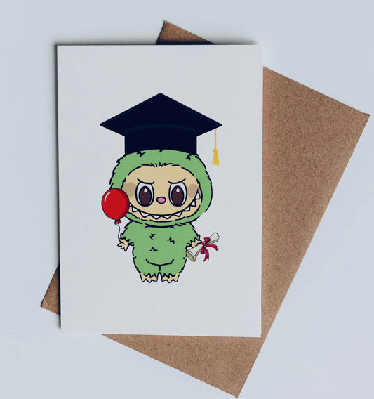 Labubu Green Grape Graduate 2025 - Graduation Cards / Greeting Cards