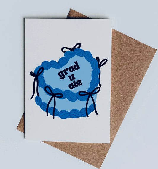 2025 Grad-U-Ate Cake (Blue) - Graduation Cards / Greeting Cards