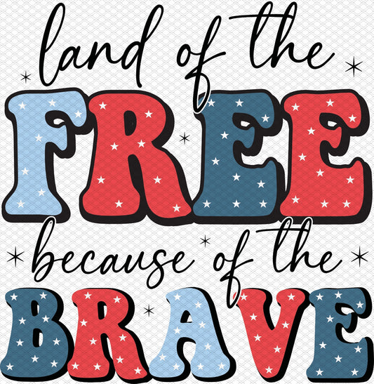 Land of the Free Because of the Brave - DIGITAL FILE FOR SUBLIMATION AND CUT FILE - SVG AND PNG INCLUDED. Great for Cricut, Siser, Silhouette cut file machines.