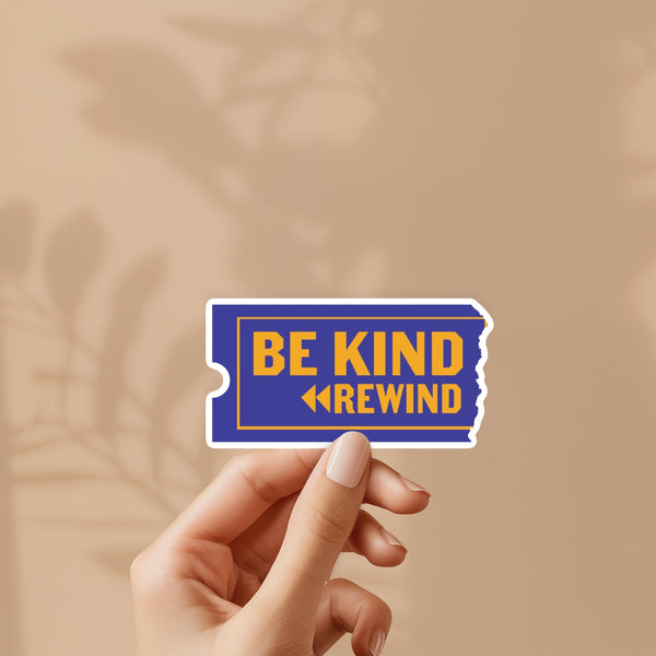 Be kind rewind blockbuster theme sticker - nostaglic, 80’s and 90’s kids, water bottle, laptop, vinyl, weatherproof, meme sticker, nostalgia