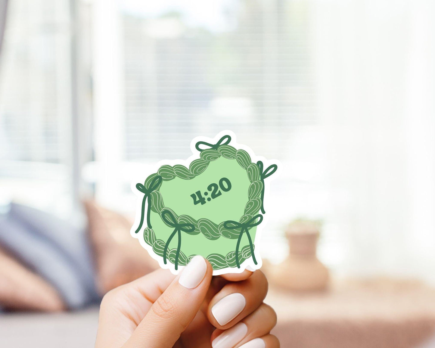 420 Decorative Cake Weed Sticker - Marijuana, Weed, Pothead, Funny Sticker, Gift for Him and Her, Cute, Minimalist, 420 Friendly, Funny