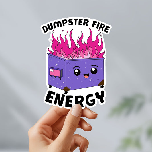 Emotional dumpster fire sticker - cute, funny, laptop, cellphone, water bottle, stanley, vinyl, weatherproof, meme, mental health, anxiety